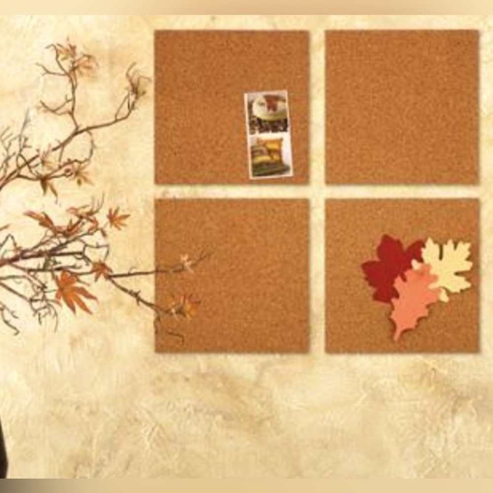 Quartet Bulletin Board Cork Tiles 12" x 12", Frameless, Modular, 4 Pack x 2